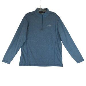 Orvis Mens M 1/4 Zip Long Sleeve Blue Cotton Blend Shirt